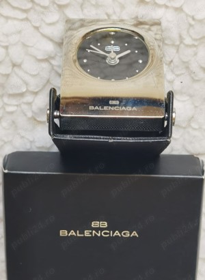 Ceas elegant cuartz birou masa office inox argintiu Balenciaga - imagine 2