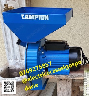Moara#electrica CAMPION cereale,porumb,stiuleti,300kg h,4,5Kw, 3000Rpm,4 site,Livrare 30lei!