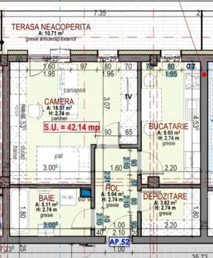 Apartament 1/2 camere, 42 mp, parcare subterana, terasa, zona Terra - imagine 10