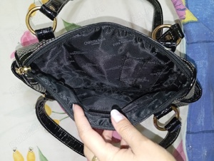 Geanta eleganta Charlotte Reid London gri cu insertii aurii, moderna  - imagine 4