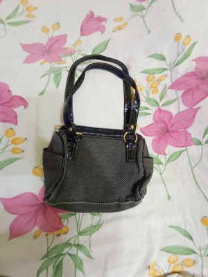 Geanta eleganta Charlotte Reid London gri cu insertii aurii, moderna  - imagine 3