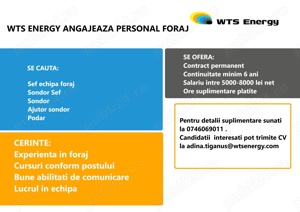 WTS Energy angajeaza echipaj foraj onshore