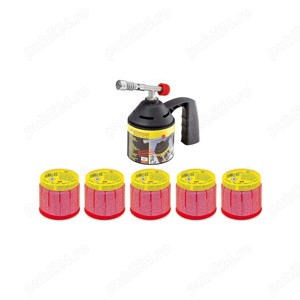 Set arzator multifire + 5 cartuse supergaz cu valva tip membrana