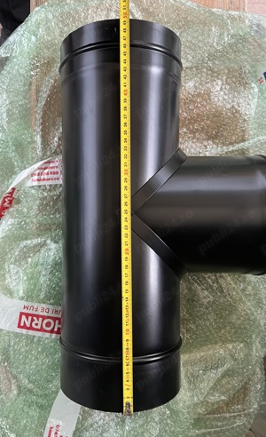 Coș de fum nou inox, negru 130mm - imagine 3