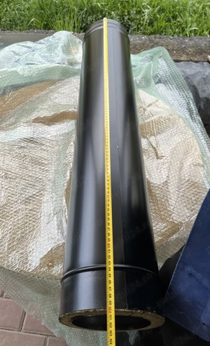 Coș de fum nou inox, negru 130mm