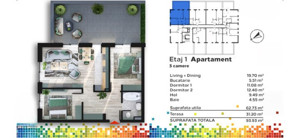 Apartament 3 camere, etaj 1, terasa 30 mp in bloc nou, zona Terapia! - imagine 8