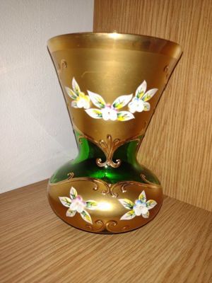 Vaza cristal Bohemia acoperita cu foita aur 24k