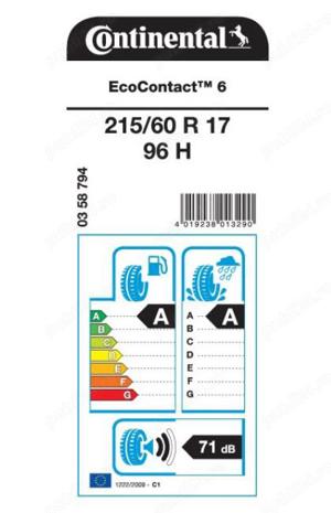Vând anvelope de vară de vară Continental EcoContact6 215/60R17 96H DOT 4723