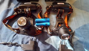 Lanterne frontale de cap noi cu 2 acumulatori litiu 18650 obiectiv metalic zoom rotativ - imagine 5