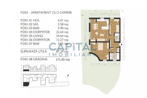 Apartament cu 3 camere, cu grădină proprie * D01 Coquette Style (M99 Residence)  - imagine 4