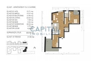 Apartament cu 3 camere, cu balcon și terasă * A07 Coquette Style (M99 Residence) - imagine 2