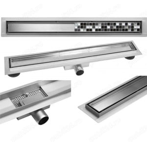 Rigola dus cu capac Sticla Neagra, integral din inox, lungime 60cm