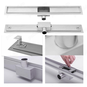 Rigola dus cu capac Sticla Neagra, integral din inox, lungime 60cm - imagine 5