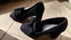 Pantofi damă negri, C' M, catifea, No. 39