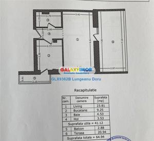 Garsoniera 41 mp cu Terasa 24mp si Balcon, Centrala proprie, Boxa, 0% - imagine 10