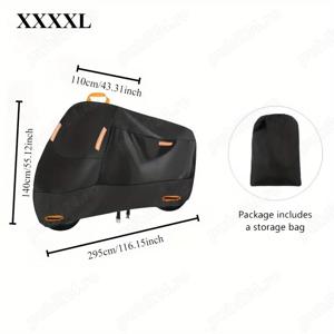 Prelata husa motocicleta neagra puf interior L 220x125x90cm impermeabila. Protejeaza impotriva soare - imagine 5