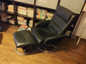 Fotolii din piele naturala extensibile cu suport pentru picioare - imagine 2