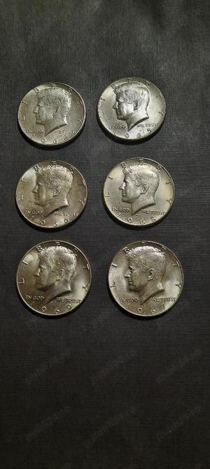 monede argint half dollar Kennedy SUA, anii :64-65-66-67-68-69 - imagine 2