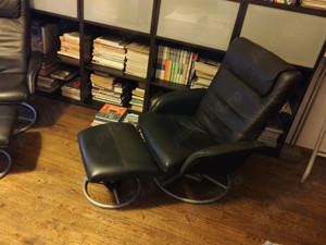 Fotolii din piele naturala extensibile cu suport pentru picioare - imagine 3