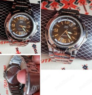 Q&Q, ceas bărbătesc cu bratara metalica, argintiu, păstrat bine, funcțional - imagine 3