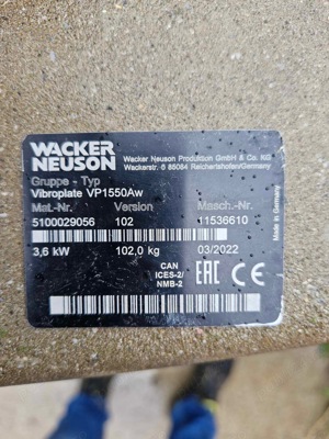 Vand placă compactoare wacker neuson 100kg