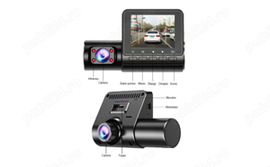 Camera auto tripla DVR 1080P ecran 2.4 inch inregistrare automata - imagine 3