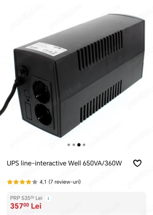 UPS - line - interactive Well 650VA 350W 2  5  0   LEI    0  7  4  3  7  8  9  8  7  1   - imagine 3
