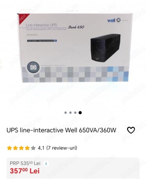 UPS - line - interactive Well 650VA 350W 2  5  0   LEI    0  7  4  3  7  8  9  8  7  1   - imagine 2