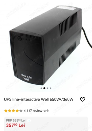 UPS - line - interactive Well 650VA 350W 2  5  0   LEI    0  7  4  3  7  8  9  8  7  1   - imagine 4