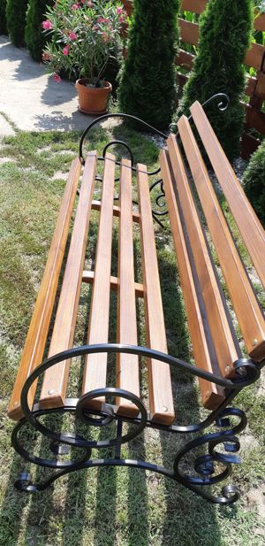 Banca cu picioare din fier forjat - imagine 3