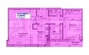 Apartament Nou, 63 mp utili, 2 camere decomandat Bloc Rezidential Nou