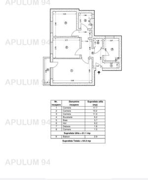 Apartament de 3 camere, Metrou și Parc Tineretului 64 mp - imagine 9