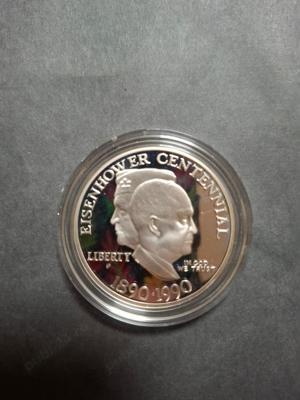 moneda din argint 1 Dollar SUA 1990 EISENHOWER - imagine 3