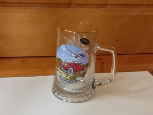Halbă de bere germana, din sticla, cu mâner