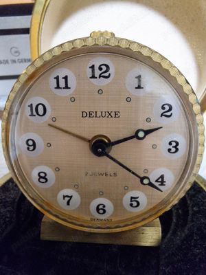 Ceas mecanic de masa voiaj portofel Deluxe Germany colectie old vintage 1970