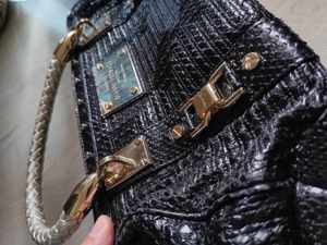 Geanta Gianni Versace Black Leather Snap Out Of It Satchel - imagine 5