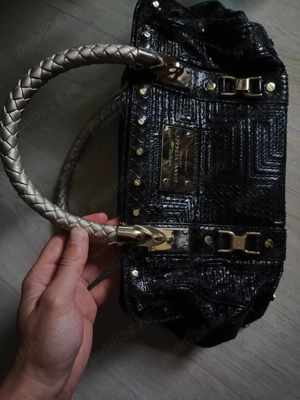 Geanta Gianni Versace Black Leather Snap Out Of It Satchel