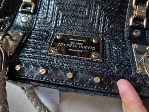 Geanta Gianni Versace Black Leather Snap Out Of It Satchel - imagine 4