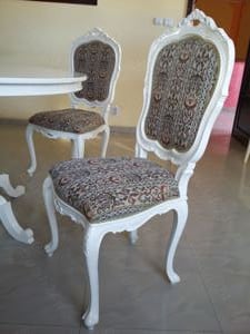  Scaune albe,lemn masiv-sculptate manual  - imagine 2