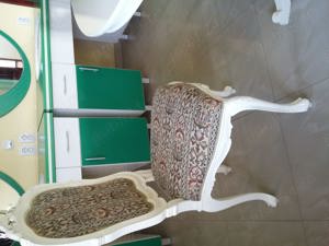  Scaune albe,lemn masiv-sculptate manual  - imagine 3