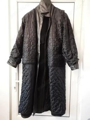 haina piele lunga,captusita cu gluga detasabila. - imagine 4