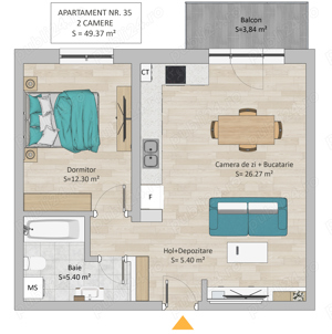 Intabulat - Apartament 2 camere finisat la cheie, Magnolia Residence Sibiu - imagine 7