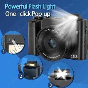 Cameră Foto digitală 4K Ultra HD - Camere duble de 64 MP, 16X,IPS 7.11 cm - Camera Vlogger