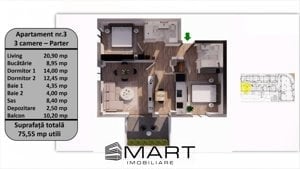 Apartament 3 camere lux, 75mp utili + 10mp Balcon, zona Tractorul - imagine 2