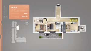 Apartament 3 camere Piata Sudului 89.12 mp utili