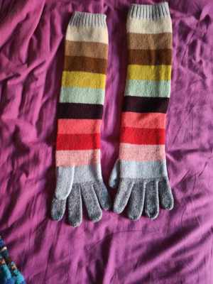 Manusi  Women Multi Colour Crazy Stripe Merino Wool Blend Mittens GAP 