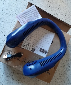 Vând ventilator portabil tip casti, cu 5 viteze, reincarcabil, nou - imagine 3