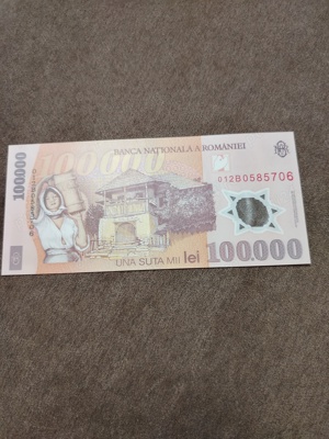 Vand bancnota 100000 Ron an 2001, noua stare impecabila - imagine 2