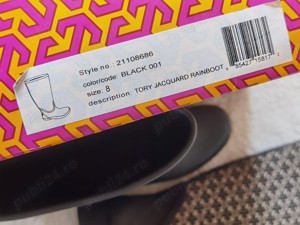 Cizme ploaie zapada dama Tory Burch Jacquard Rainboot cauciuc negru jacqard monogram - imagine 7