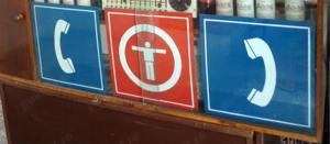 Semne Vechi Romanesti pentru Telefon Public Intrarea  Oprita Metalice Perioada RSR EMAIL Romania - imagine 3